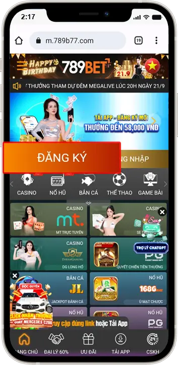 Bước 2: Bấm vào mục “đăng ký”